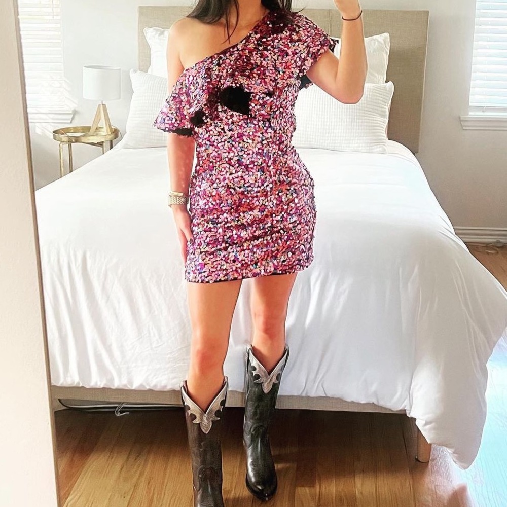 Majorelle Sequin One Shoulder Dress